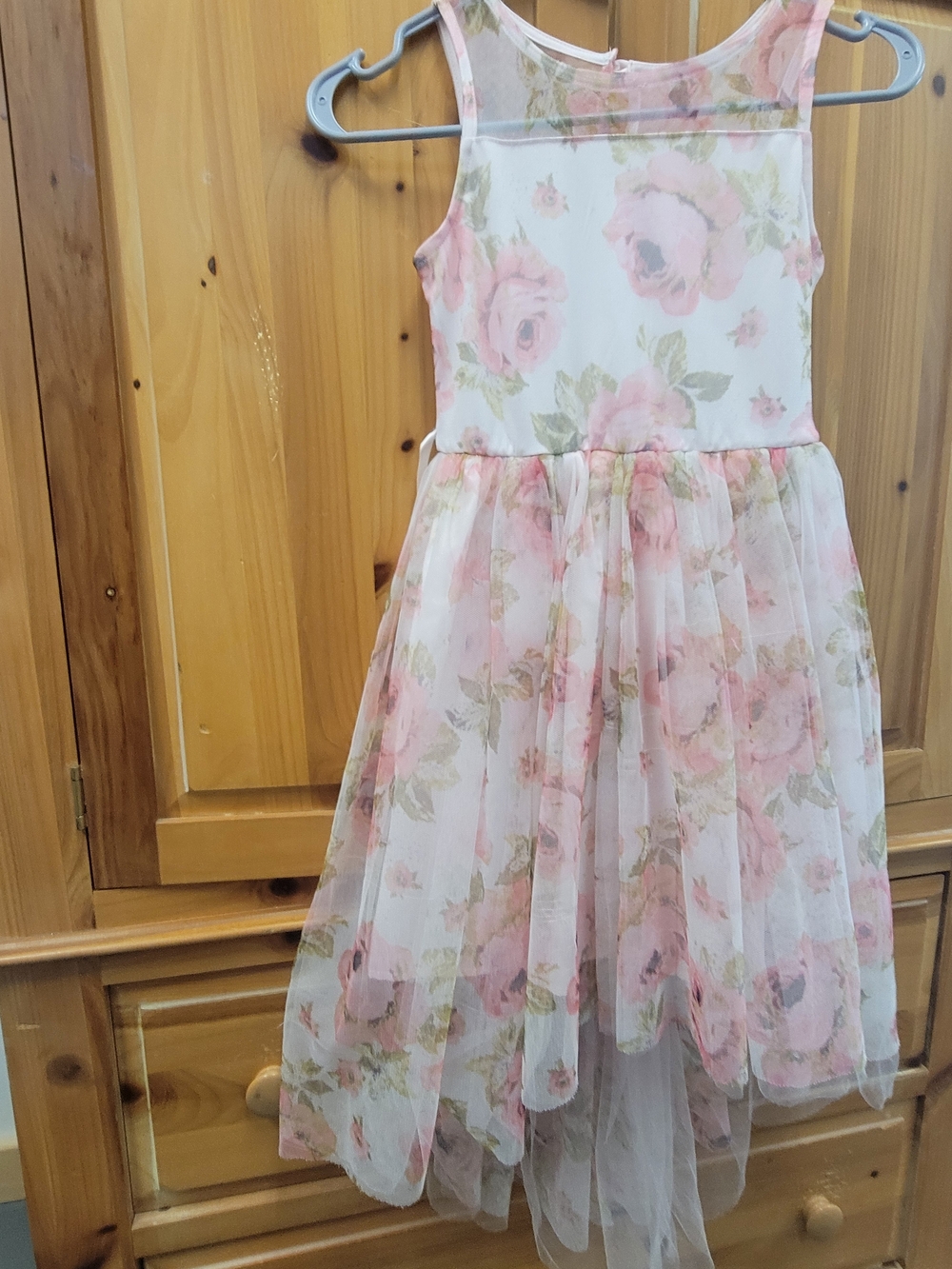 Zhenzi Pink Floral Mesh Overlay Party Dress